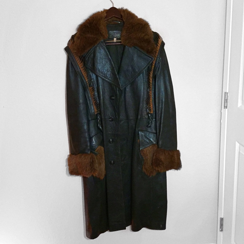 Vintage Italian genuine leather trench coat